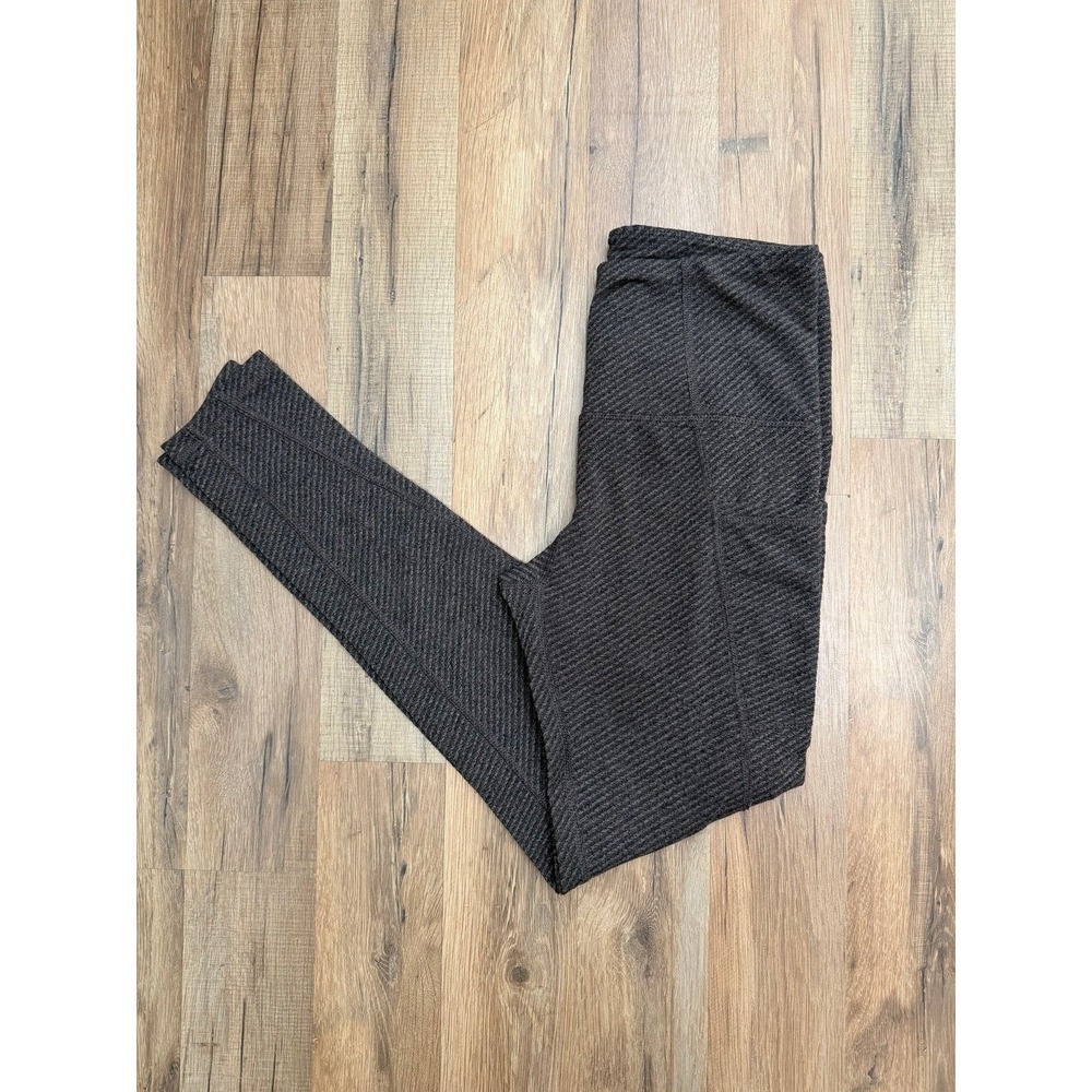 Champion High Waisted Textured Leggings Brown Side Pockets Size S